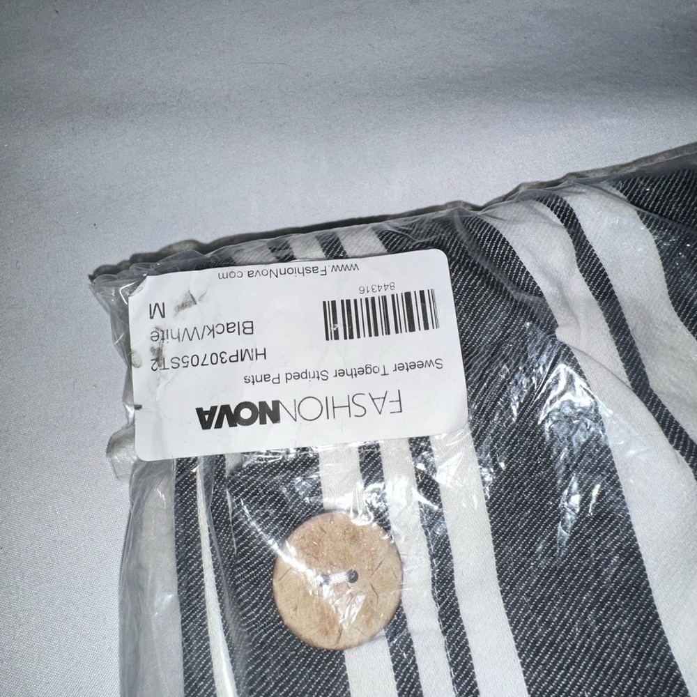 Haute Monde Charcoal and White Striped Straight Leg Pants - Picture 5 of 5